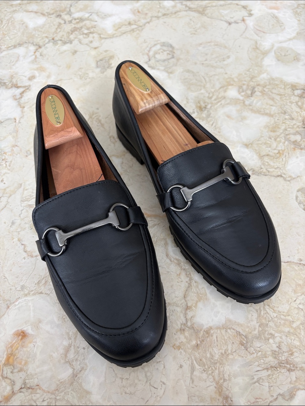 Kelly & Katie Bristols Black Vegan Leather Horsebit Loafers